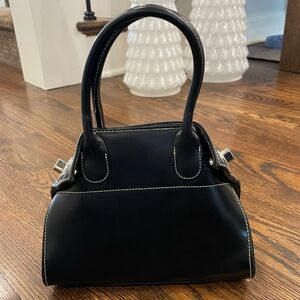PRIVILEGE PARIS Black Leather Twist-Lock Mini Bag